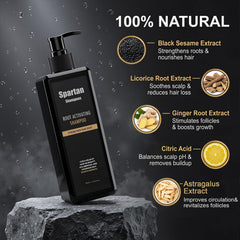 SPARTAN SHAMPOOS label close-up highlighting herbal ingredient list