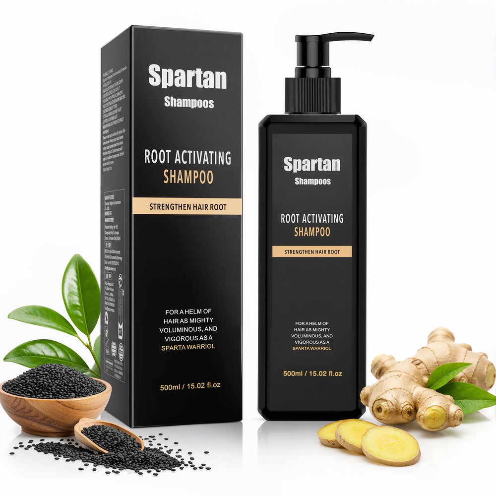SPARTAN SHAMPOOS front bottle showing 500ml size and clear benefits