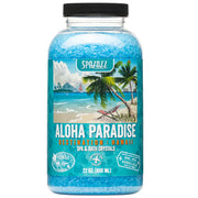 Spazazz Aloha Paradise front bottle showing tropical packaging and scent benefit