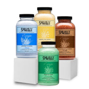 Spazazz front packaging showing four scent jars and clear labeling for gifting