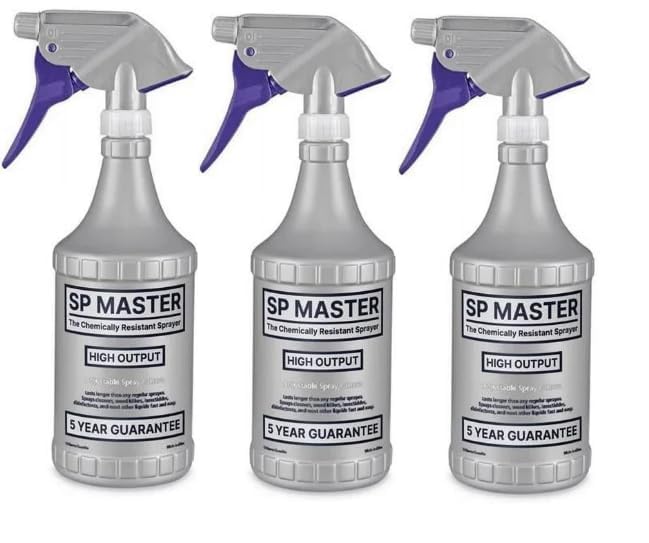 SPMaster 32 oz front view showing sturdy bottle, label area, and reliable nozzle