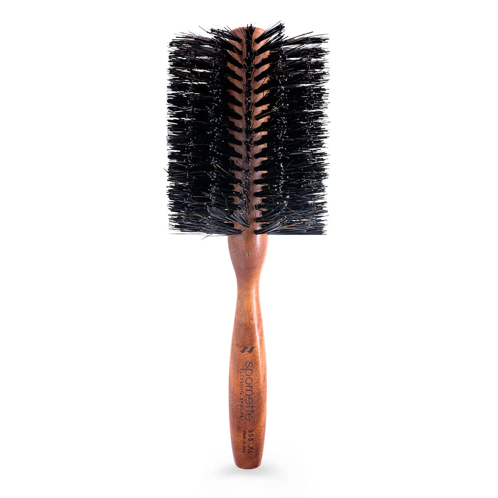 SPORNETTE front view of round brush showing barrel and bristles for glossy styling
