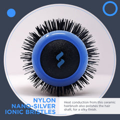 SPORNETTE detail of nano-silver ionic bristles reducing static and smoothing hair
