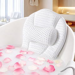 SQLHM bath pillow front view showing full ergonomic shape and comfort