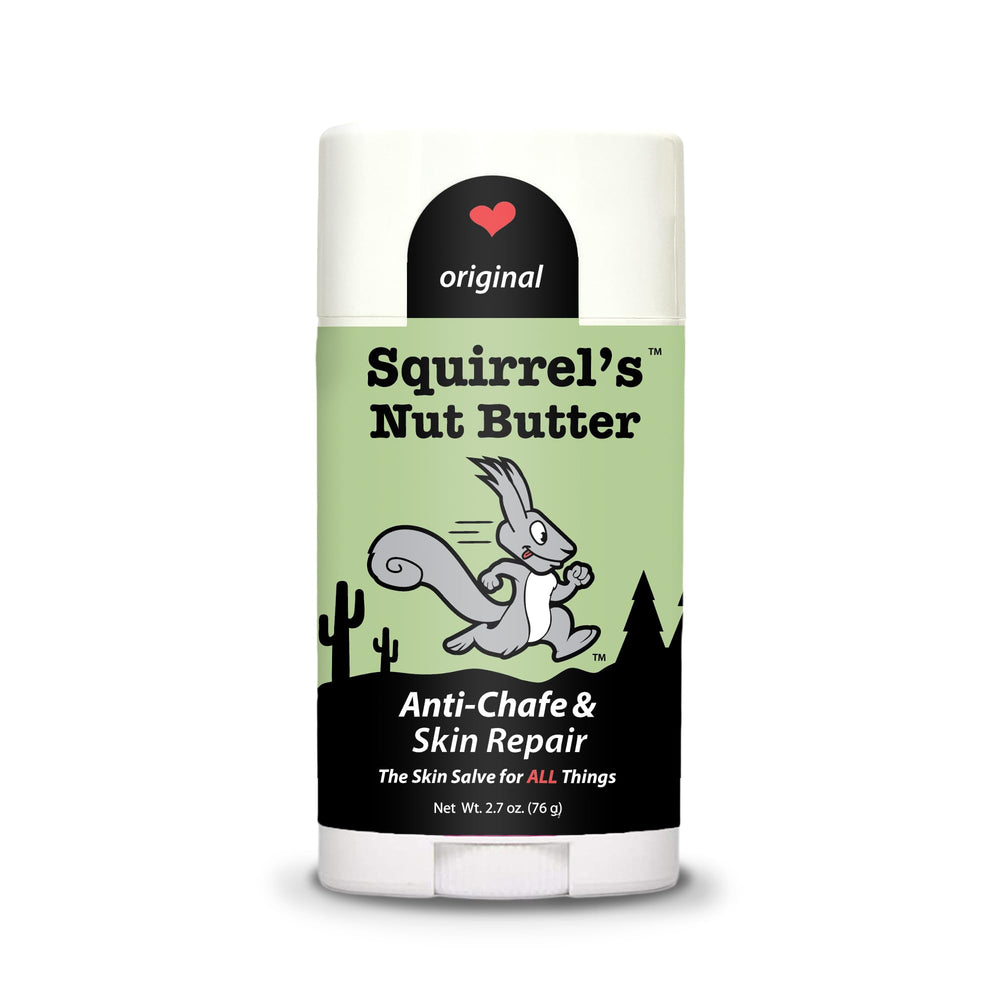 Squirrel's Nut Butter front packaging shows stick and travel benefit