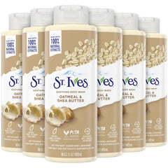 St. Ives front packaging showing bottle and calming design benefit: clear product ID
