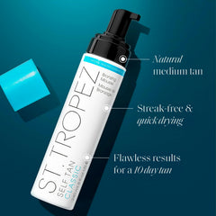 St.Tropez mousse pump close-up illustrating easy dispensing and control