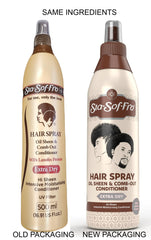 Sta-Sof-Fro spray mist on curly hair easing detangling and adding shine
