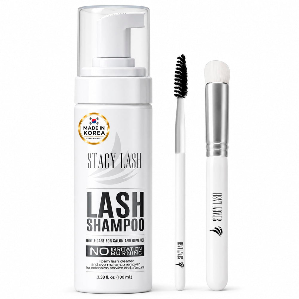 STACY LASH front packaging showing bottle and included brush for clear identification and convenience