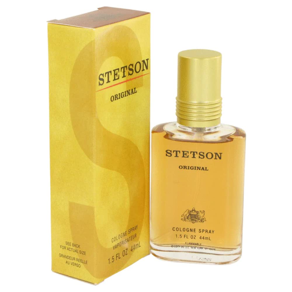 Stetson Original front bottle showing compact 2.25 fl oz design and classic label benefit: travel-ready