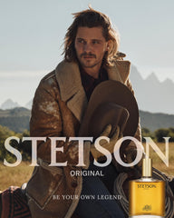 Stetson cologne being sprayed on wrist showing easy, controlled application