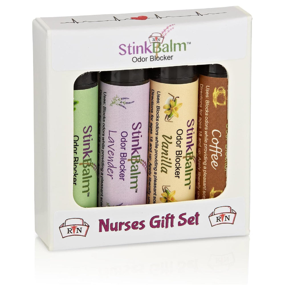 StinkBalm front packaging shows compact four-pack for easy gifting