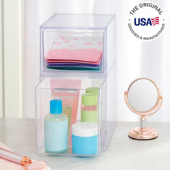 STORi Audrey side profile stacked to save vertical space on shelves