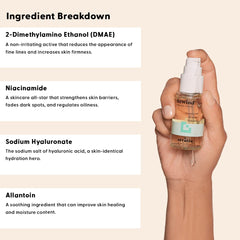 Stratia ingredient label panel, transparent formulation details benefit