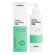 Stratia Velvet Cleansing Milk front bottle showing product and label for quick identification and confidence