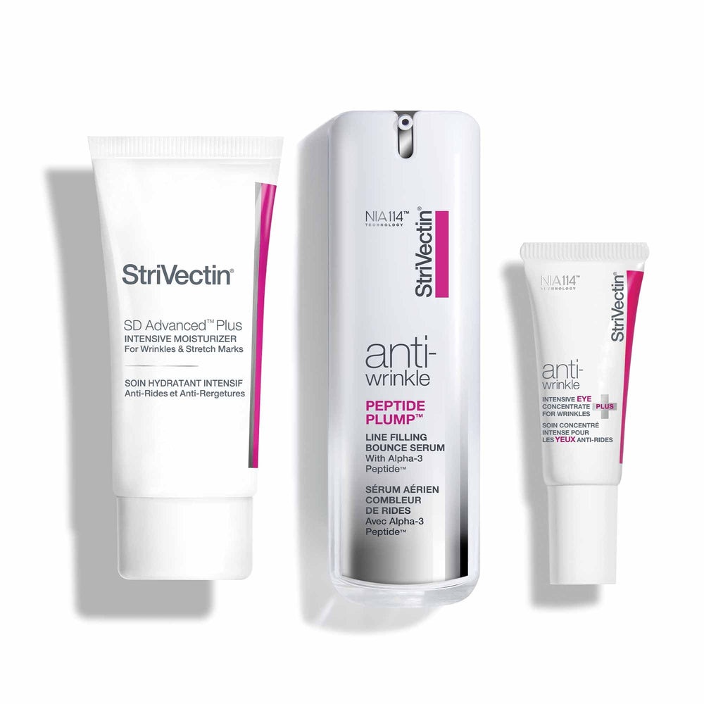 StriVectin trio kit front packaging showing complete set and benefits