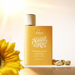 Sttes ingredient notes visual with pistachio, caramel, vanilla and jasmine elements