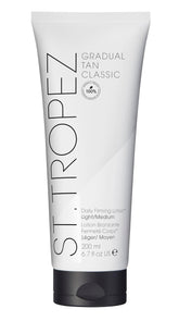 St.Tropez front packaging showing product benefits and sleek bottle