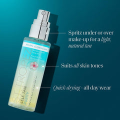 St.Tropez transparent mist on hand texture showing lightweight hydration benefit