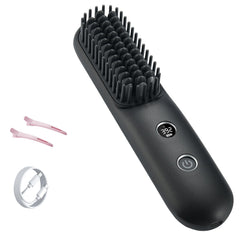STUDLLY front view of cordless hot brush showing sleek black design and portability