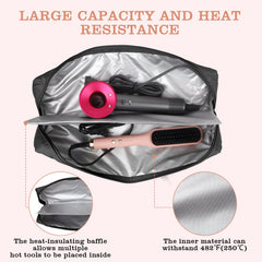 Suafrnut holding straightener and curling iron illustrating safe hot storage