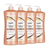 Suave bottle front packaging showing product and benefits