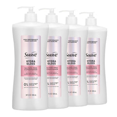 suave+ front packaging showing conditioner bottle and clear product benefit