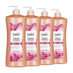 Suave keratin conditioner front pump bottle showing size and easy dispensing benefit