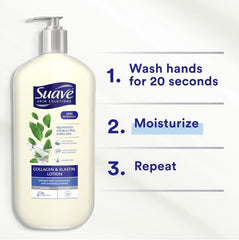 suave lotion being pumped into hand demonstrating quick absorption benefit