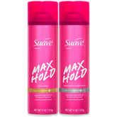 Suave max hold front pair showing scented and unscented cans for flexible styling