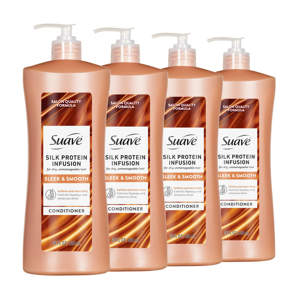 Suave+ front pump bottle showing size and sleek packaging benefit