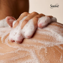 Suave ingredient label close-up highlighting glycerin and vitamin E benefits