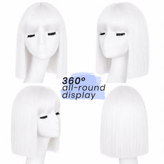 SUKRI side profile of silver bob wig highlighting smooth fall and flattering silhouette