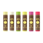 Sun Bum front packaging showing six SPF 30 lip balm sticks and brand logo for reliable sun protection