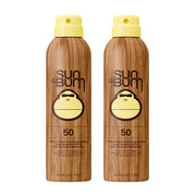 Sun Bum front packaging showing SPF 50 spray for quick protection