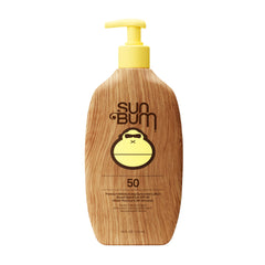 Sun Bum bottle front packaging showing SPF 50 protection and summer scent benefit