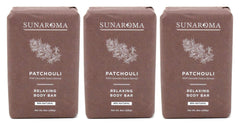 SUNAROMA patchouli bar next to ruler for scale showing generous 8-ounce size