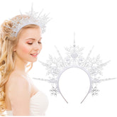 Suncalla front view of snowflake headband showing shimmer and winter elegance