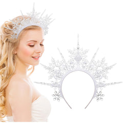 Suncalla front view of snowflake headband showing shimmer and winter elegance