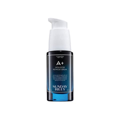 Sunday Riley A+ front packaging showing serum bottle and branding for clear identification and trust