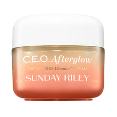 Sunday Riley jar front view showing clean packaging and recognizable brand benefit