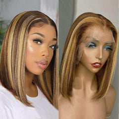 Superfect honey blonde front view showing natural bob silhouette and shine