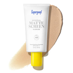 Supergoop! Mattescreen front tube showing packaging and SPF 40 protection