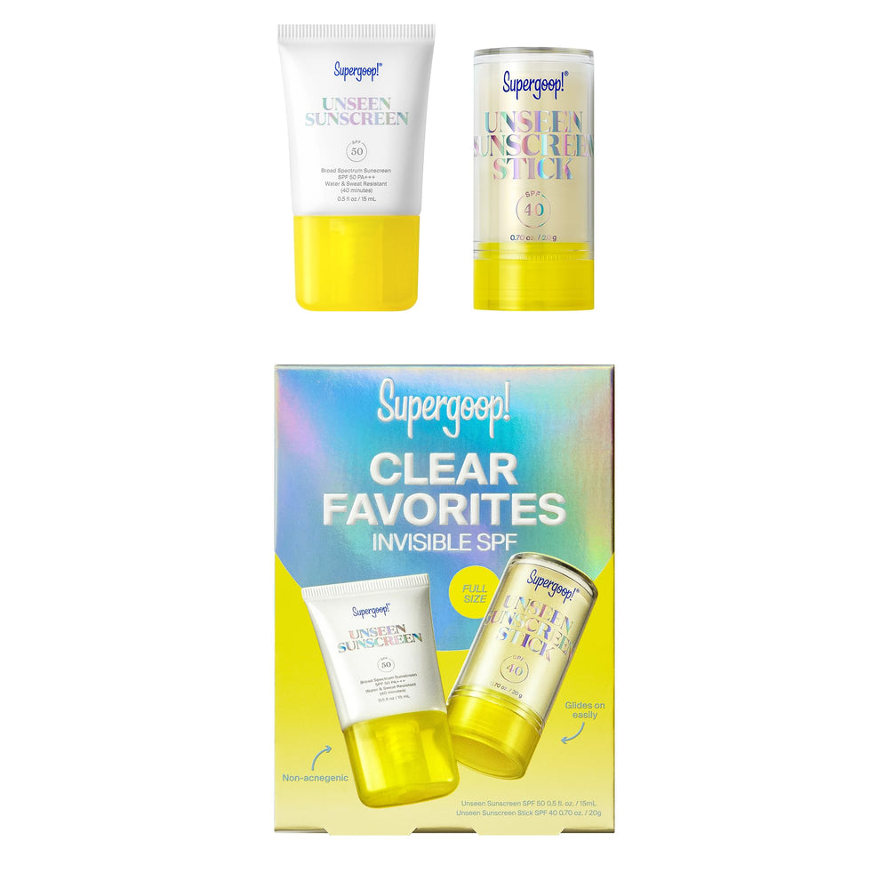 Supergoop! product packaging front shows set benefits and convenience