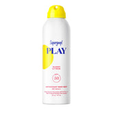 Supergoop! front packaging of PLAY Body Mist showing sunny citrus bottle and label benefit