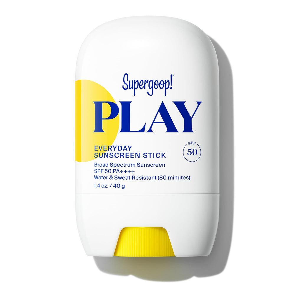 Supergoop! stick front packaging showing compact portability and SPF visibility