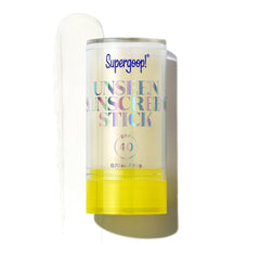 Supergoop! face stick front view showing compact, travel-ready design and clear finish