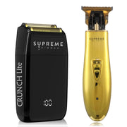 Supreme Trimmer front view in gold showing sleek ergonomic shape and portability