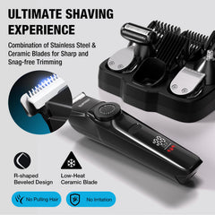 SUPRENT assortment of heads and combs laid out, offering versatile grooming options