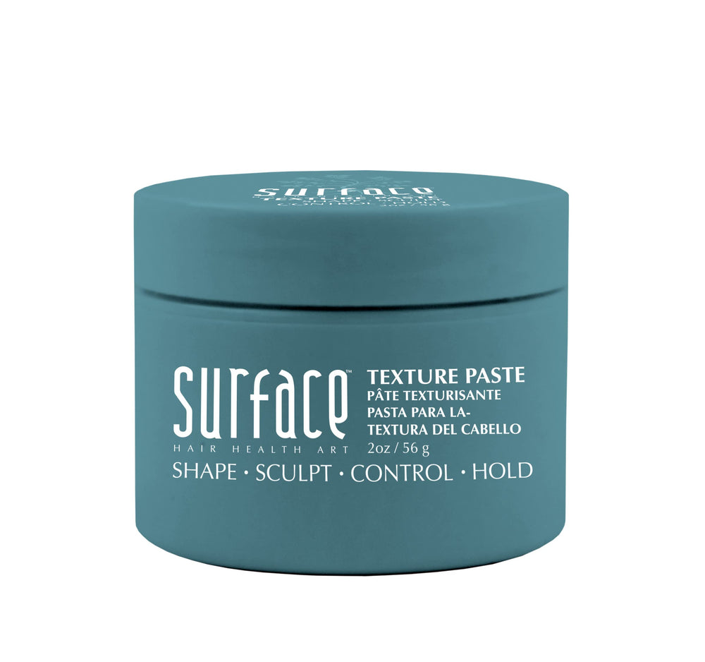 Surface texture paste front jar showing matte packaging and 2 oz size for portability